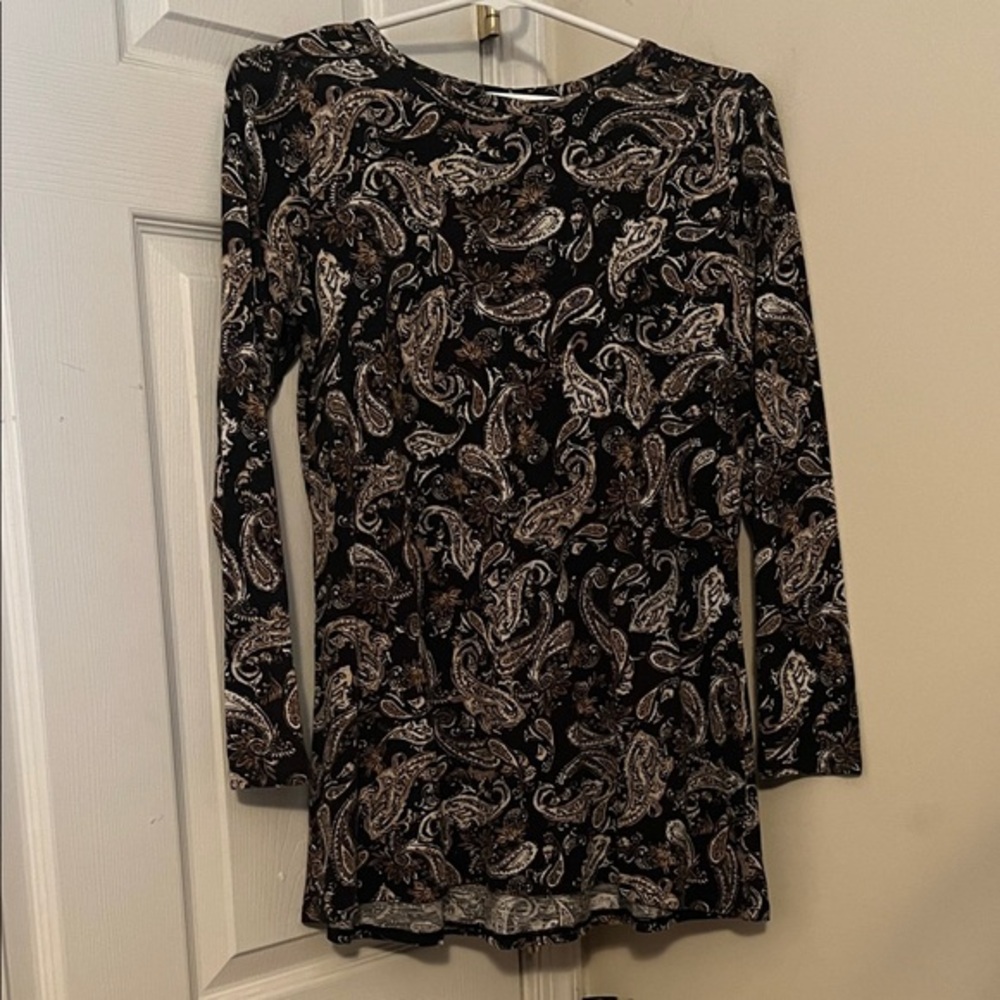 J. Jill Gorgeous Black and Brown Paisley Top